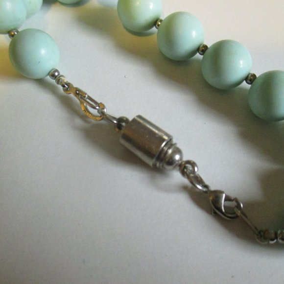 Mint Green Vintage Beads Necklace 36 inches - Picture 3 of 3